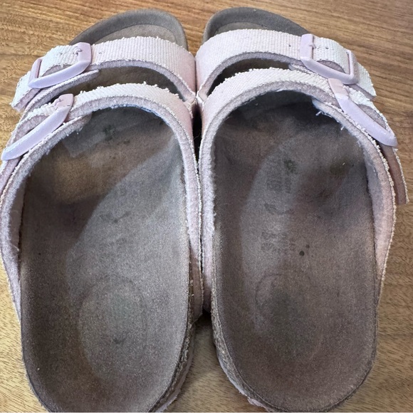 Birkenstock Arizona Vegan Soft Pink Canvas Kid Sandals. Size 31 (Kid’s 13-13.5) - Picture 8 of 16